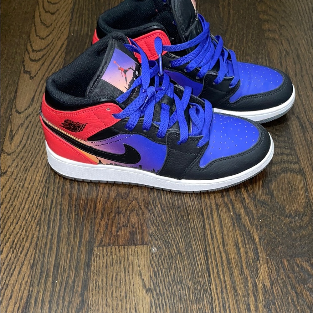 Kids' Jordan High-Top Sneakers - Black, Blue, and Red